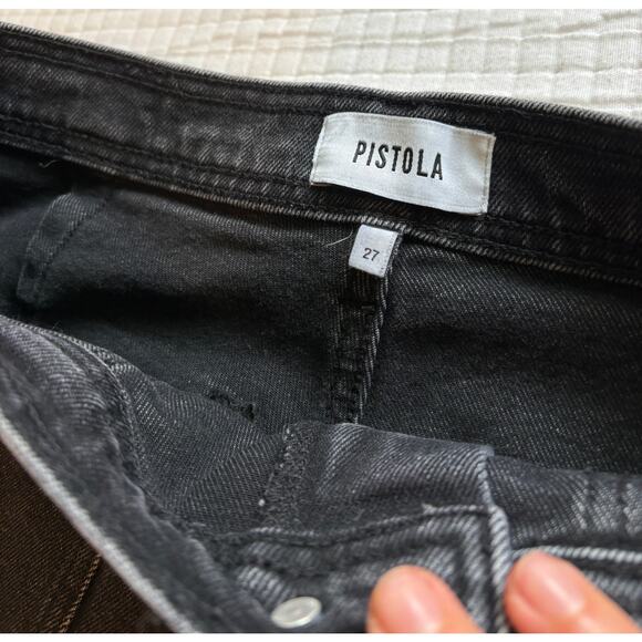 Pistola High Rise Wide Leg Distressed Black Jean Size 26 - Picture 3 of 5